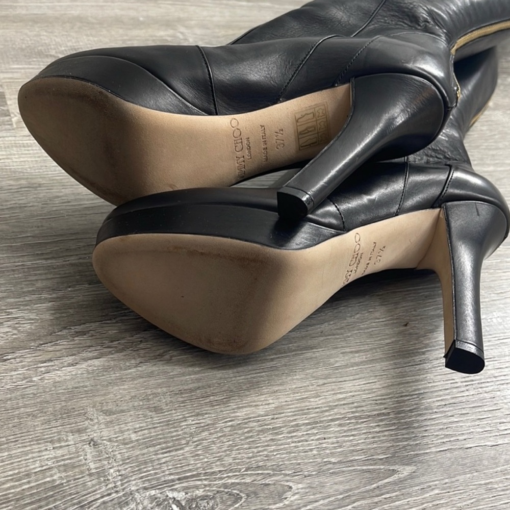 Jimmy Choo Black and Gold Over-the-Knee Boots size 37.5 - Picture 8 of 9